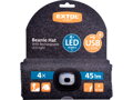 čepice s čelovkou 4x45lm, USB nabíjení, šedá/černá, univerzální velikost