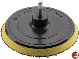 Nosič brusných výseků, do vrtačky - suchý zip, O 125mm, stopka 8mm