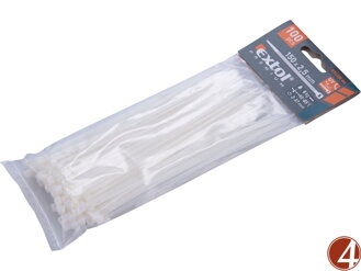 Pásky stahovací na kabely bílé, 150x2,5mm, 100ks, nylon PA66