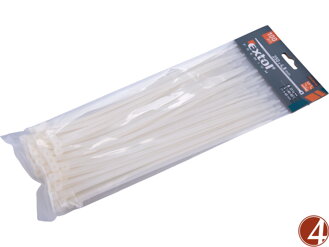 Pásky stahovací na kabely bílé, 250x4,8mm, 100ks, nylon PA66