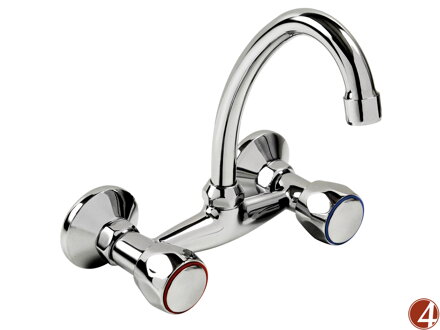 Baterie umyvadlová/dřezová, 150mm, horní ramínko J, keramický ventil, chrom