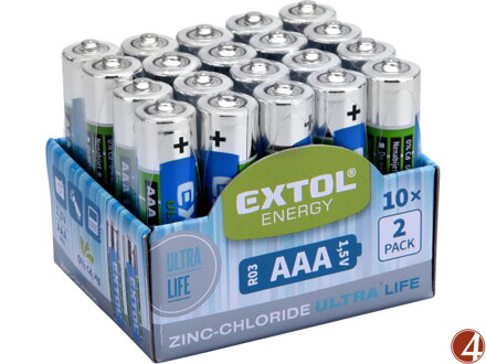Baterie zink-chloridové, 20ks, 1,5V AAA (R03)