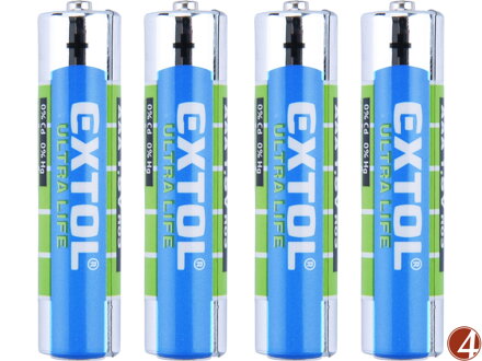 Baterie zink-chloridové, 4ks, 1,5V AAA (R03)