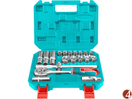Hlavice nástrčné, sada 20ks, 1,2", industrial, CR-V(50BV30), tepelně tvrzeno