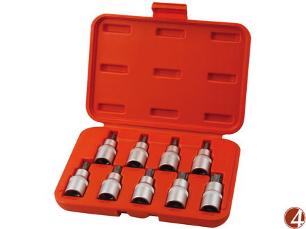 Hlavice zástrčné TORX, sada 9ks, 1/2", CrV/S2