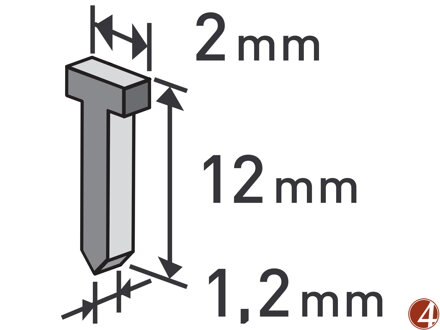 Hřebíky, balení 1000ks, 12mm, 2,0x0,52x1,2mm