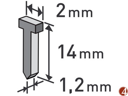 Hřebíky, balení 1000ks, 14mm, 2,0x0,52x1,2mm