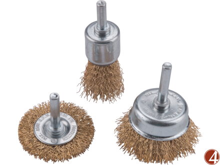 Kartáče pomosazené, sada 3ks, stopka 6mm Kartáče pomosazené, sada 3ks, stopka 6mm