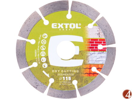 Kotouč diamantový řezný segmentový - suché řezání, O 115x22,2x1,8mm