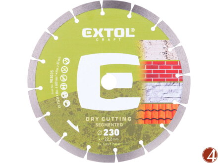 Kotouč diamantový řezný segmentový - suché řezání, O 230x22,2x2,6mm