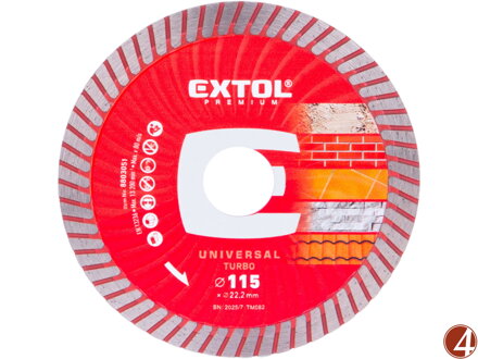 Kotouč diamantový řezný, turbo - suché i mokré řezání, O 115x22,2x2mm