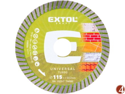 Kotouč diamantový řezný, turbo - suché i mokré řezání, O 115x22,2x2mm