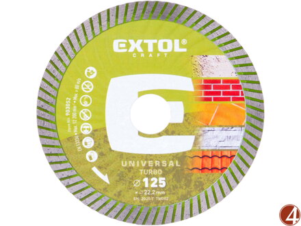 Kotouč diamantový řezný, turbo - suché i mokré řezání, O 125x22,2x2mm