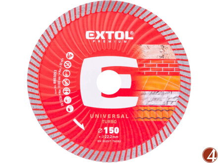 Kotouč diamantový řezný, turbo - suché i mokré řezání, O 150x22,2x2,4mm