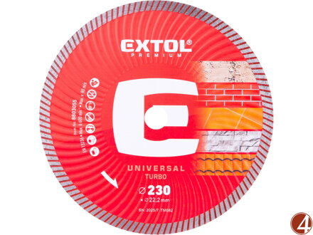 Kotouč diamantový řezný, turbo - suché i mokré řezání, O 230x22,2x2,6mm