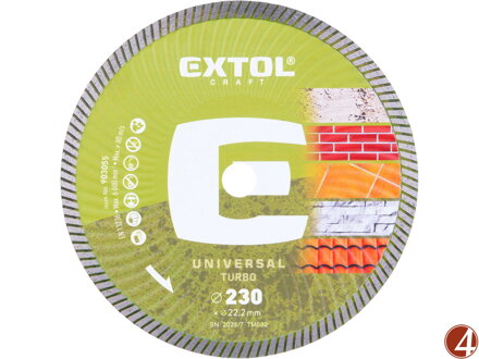 Kotouč diamantový řezný, turbo - suché i mokré řezání, O 230x22,2x2,6mm