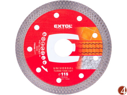 Kotouč diamantový řezný, turbo Thin Cut, suché i mokré řezání, O 115x22,2x1,2mm
