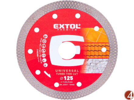 Kotouč diamantový řezný, turbo Thin Cut, suché i mokré řezání, O 125x22,2x1,4mm