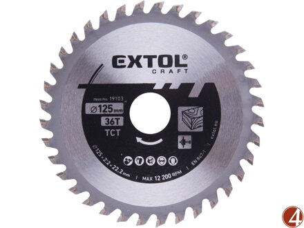 Kotouč pilový s SK plátky, O 125x2,2x22,2mm, 36T