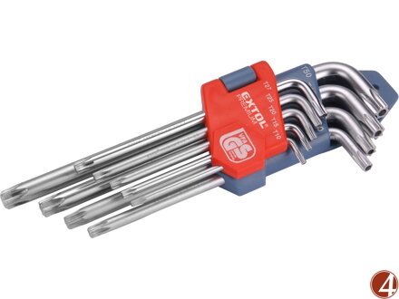 L-klíče TORX, sada 9ks, 10-50