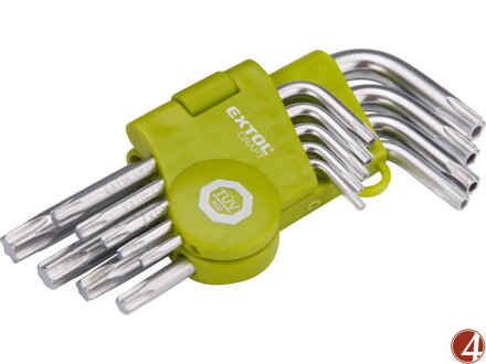 L-klíče TORX, sada 9ks, T 10-50, krátké