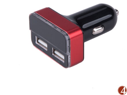 Nabíječka USB do auta, 12/24V, 2xUSB, měřič, 3,4A, 17W