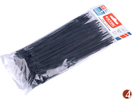 Pásky stahovací černé, rozpojitelné, 200x4,8mm, 100ks, nylon PA66