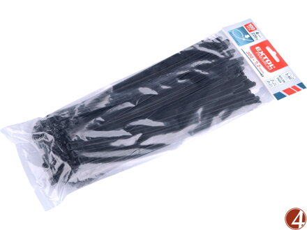 Pásky stahovací černé, rozpojitelné, 300x7,2mm, 100ks, nylon PA66