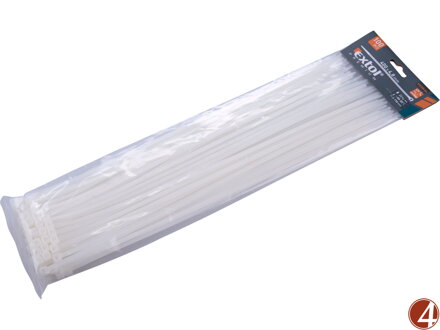 Pásky stahovací na kabely bílé, 400x4,8mm, 100ks, nylon PA66
