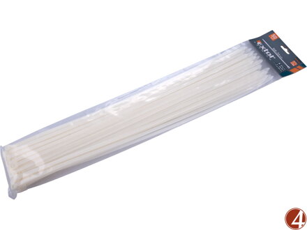 Pásky stahovací na kabely bílé, 540x7,6mm, 50ks, nylon PA66