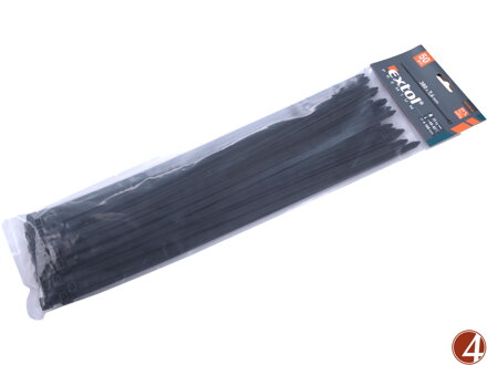 Pásky stahovací na kabely černé, 380x7,6mm, 50ks, nylon PA66