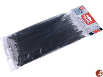 Pásky stahovací na kabely EXTRA, černé, 200x3,6mm, 100ks, nylon PA66