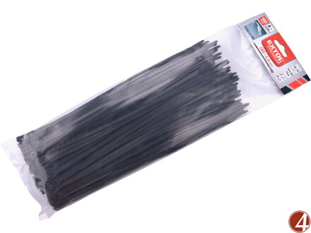 Pásky stahovací na kabely EXTRA, černé, 280x4,6mm, 100ks, nylon PA66
