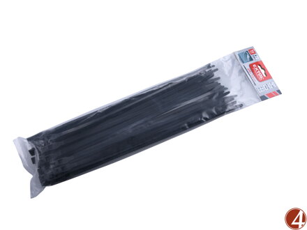Pásky stahovací na kabely EXTRA, černé, 370x7,6mm, 50ks, nylon PA66