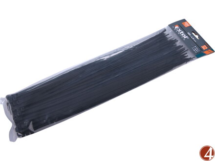 POŠK. OBAL pásky stahovací na kabely černé, 380x4,8mm, 100ks, nylon PA66