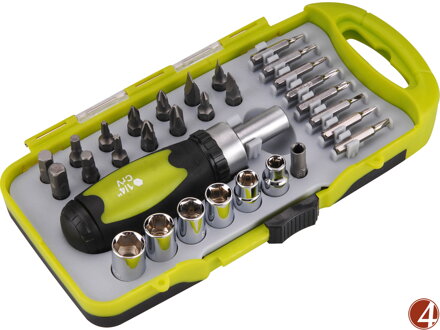 POŠK. OBAL šroubovák ráčnový s ořechy a hroty, sada 30ks