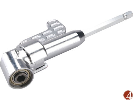 POŠK. OBAL úhlový nástavec/držák hrotů do vrtačky, 1/4"x140mm (105°) s magnetem