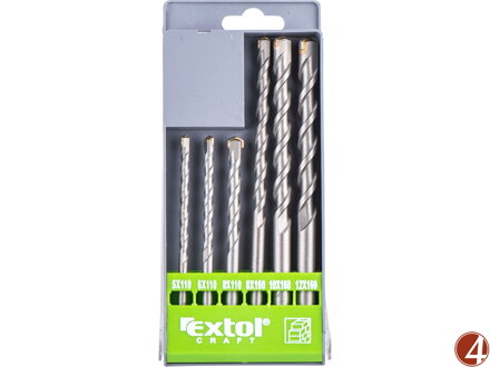 POŠK. PLAST vrtáky příklepové do betonu, sada 6ks, O 5-6-8x110mm, 8-10-12x160mm, SK