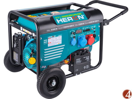 REPAS elektrocentrála benzínová a plynová (LPG/NG) 17HP/8,2kW/10,2kVA (400V), 6,5kW (230V), elektrický start, dálkové ovládání, podvozek