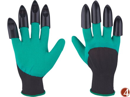 Rukavice zahradní polyesterové s latexem a drápy na pravé ruce, velikost 9", PES s latexem