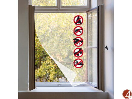 Síť okenní proti hmyzu, 90x150cm, bílá, PES