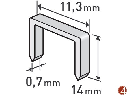 ŠPATNÝ OBAL spony, balení 1000ks, 14mm, 11,3x0,52x0,70mm