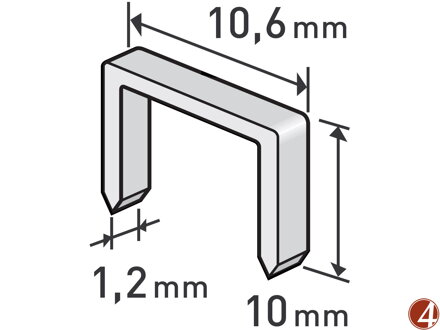 Spony, balení 1000ks, 10mm, 10,6x0,52x1,2mm