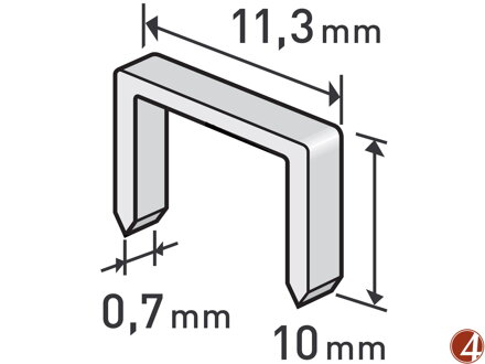 Spony, balení 1000ks, 10mm, 11,3x0,52x0,70mm