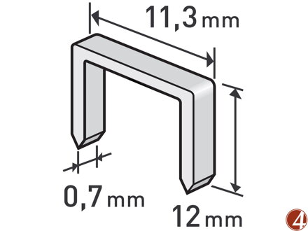 Spony, balení 1000ks, 12mm, 11,3x0,52x0,70mm