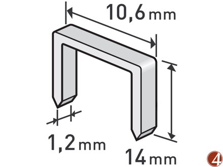 Spony, balení 1000ks, 14mm, 10,6x0,52x1,2mm