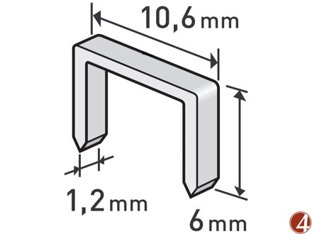 Spony, balení 1000ks, 6mm, 10,6x0,52x1,2mm