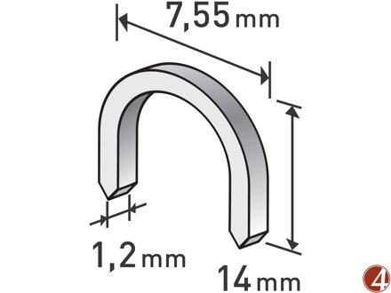 Spony oblé, balení 1000ks, 14mm, 7,55x0,52x1,2mm