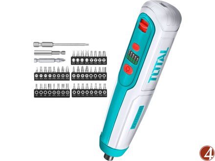Šroubovák AKU mini, 4V, USB nabíjení, se sadou bitů