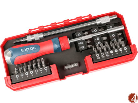 šroubovák ráčnový s hroty, sada 43ks, CrV